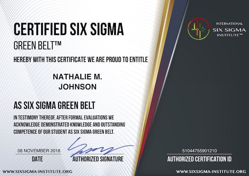 Certified Six Sigma Green Belt 